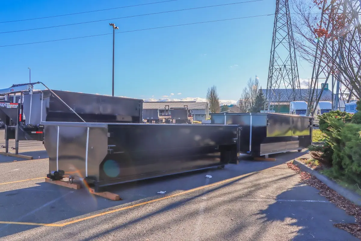 Roll-off dumpster ready for waste disposal at job site for Roll Off Dumpster Rental in Woodward